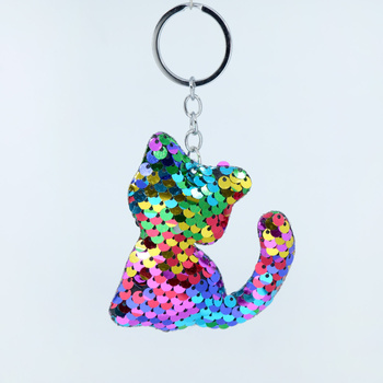 Breloczek / Przywieszka do torebki Kotek z cekinami