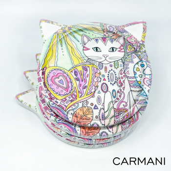 Różowy kotek z uszkami - podkładki ceramiczno-korkowe 4 szt.