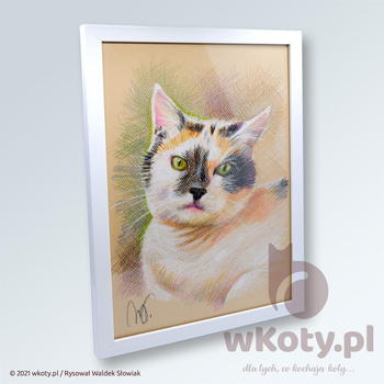 Lola - rysunek kota w ramce - UNIKAT!