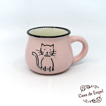 Kubek beczułka z kotem różowy ESPRESSO 75 ml