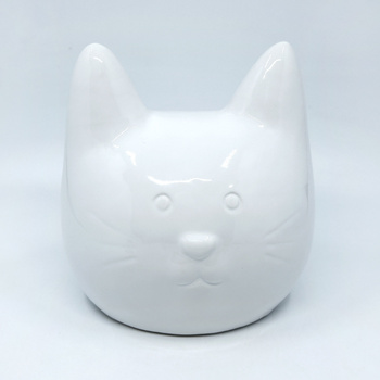 Skarbonka ceramiczna główka kota biała
