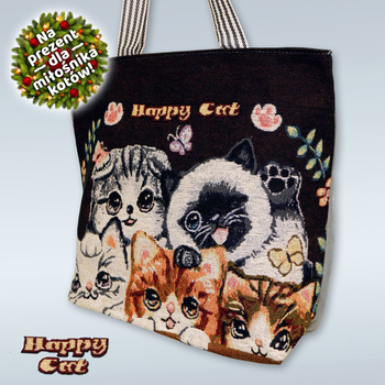 Gobelinowa torba na ramię - Happy Cat