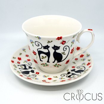 Etno Koty filiżanka ze spodkiem