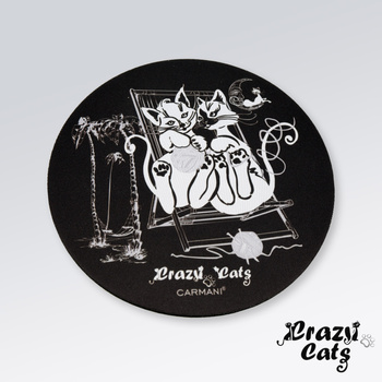 Crazy Cats Podkładka pod mysz komputerową - Koty na plaży, okrągła, czarna