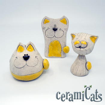 Zestaw 3 kotki CeramiCats żółte