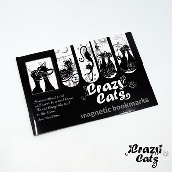 Crazy Cats Komplet 4 zakładek magnetycznych Koci Świat