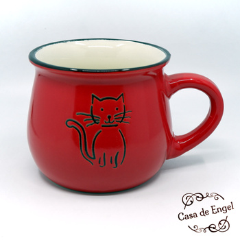 Kubek beczułka z kotem czerwony 370 ml