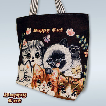 Gobelinowa torba na ramię - Happy Cat
