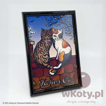 Obrazek w czarnej ramce Kotam Cię!