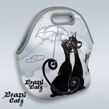 Crazy Cats Torba śniadaniowa /kosmetyczka turystyczna biała