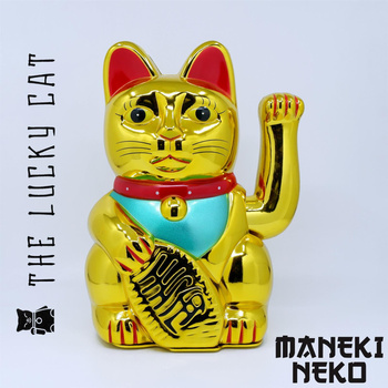 Maneki Neko duży Kot Szczęścia złoty