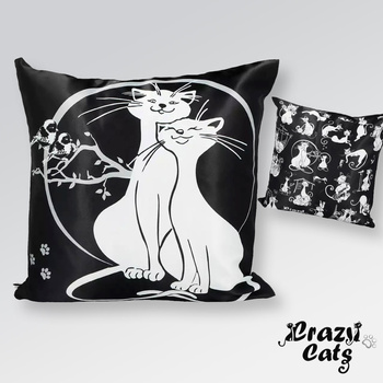 Crazy Cats Poduszka -  Zakochane Koty czarna