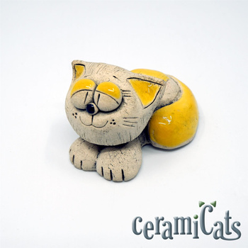 Figurka Leżący Kotek CeramiCats żółty