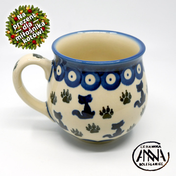 Kubek Bolesławiec Koty Unikat beczułka