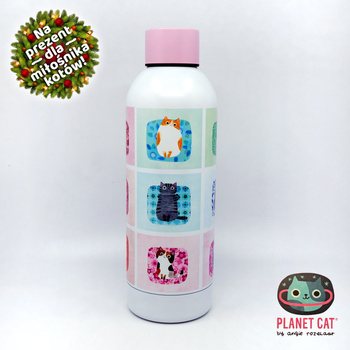 Butelka na napoje ze stali nierdzewnej Planet Cat (Angela Rozelaar)